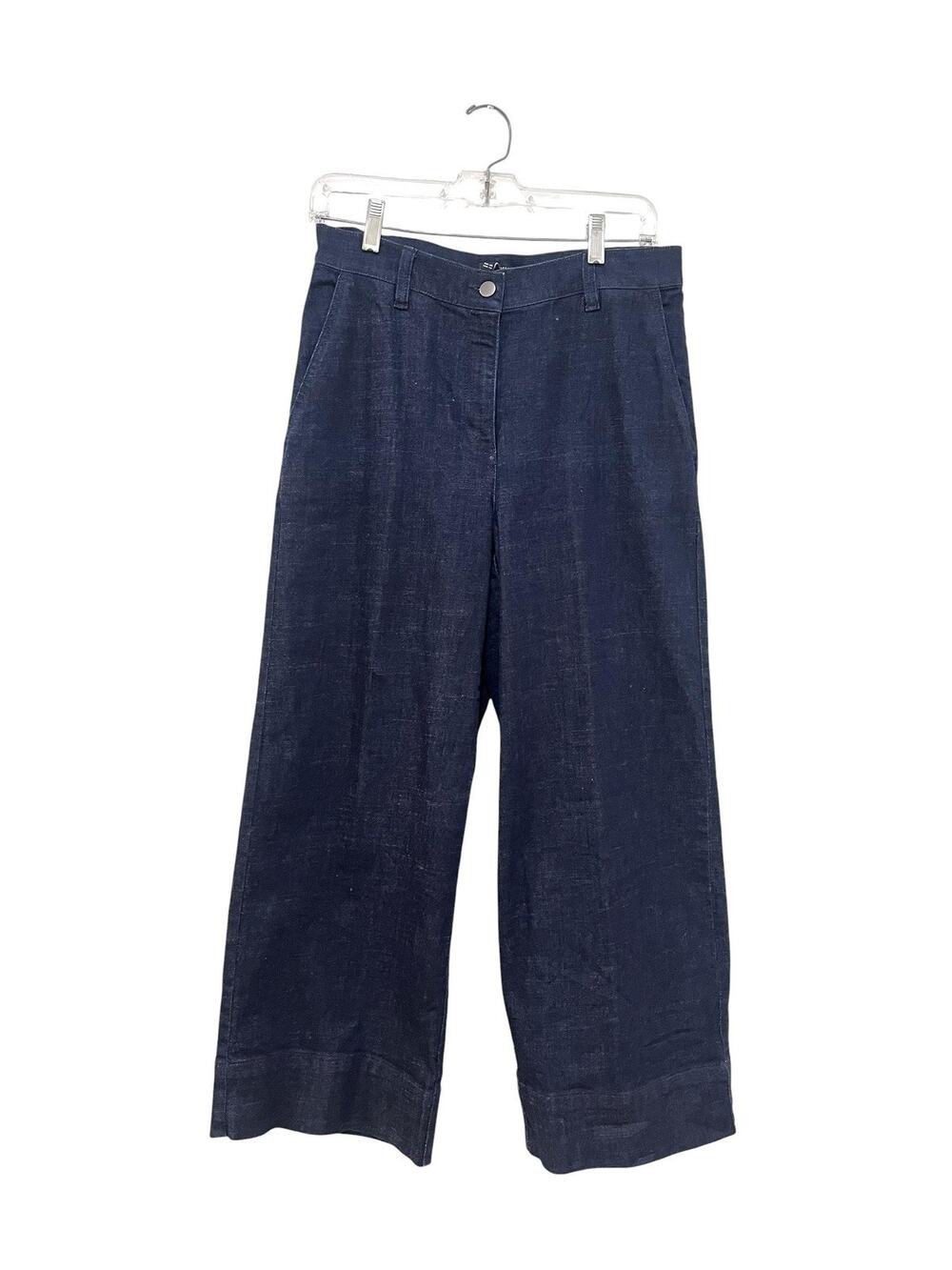 Eileen Fisher Jeans Womens XS-S Blue Dark Wash Wide Leg Cropped Denim Pants